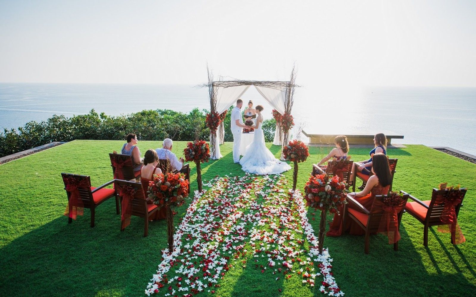 Real intimate wedding ceremony at a Phuket cliffside villa